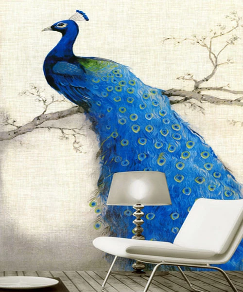 大ルーム通路垂直バージョン ポーチ背景壁紙青孔雀hd絵画不織布3d壁紙 Background Wallpaper 3d Wallpaperwallpaper Blue Aliexpress