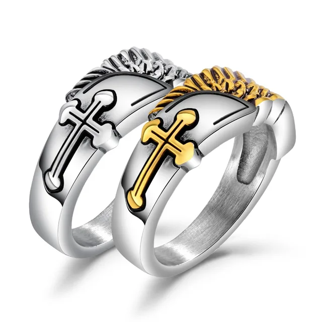 Trendy Cross Stylish Men's Ring Prayer Male Jewelry Stainless Steel