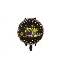 18 "Happ День Рождения Фольга круглый форма Гелий шары испанский Feliz cumpleanos globos украшения, товары для вечеринки черный баллоны