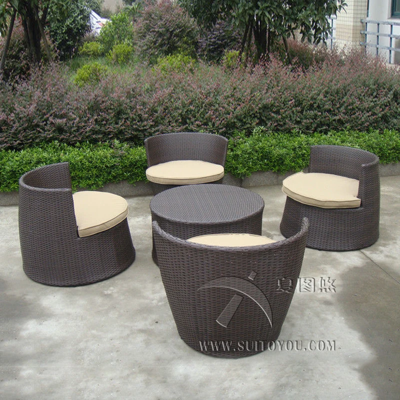 5 pcs Hand-Woven Brown Resin Wicker Bullet/Obelisk Sofa Set Steel Frame Obelisk transport by sea | Мебель