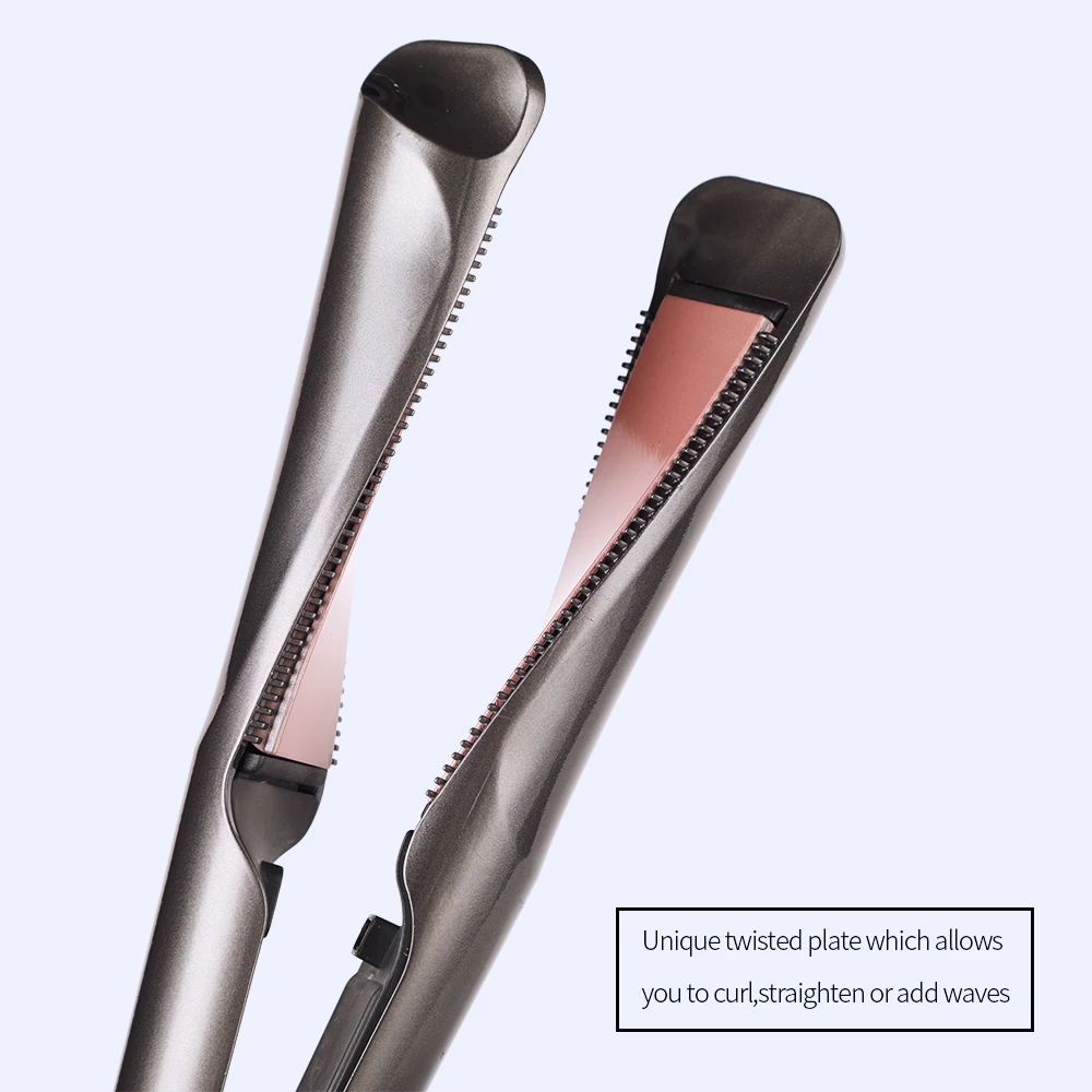 

New 2-In-1 Hair Straightener Iron Ceramic Straightening Corrugated Curling Iron Wet Dry Flat Iron Hair Curler Styling Tools