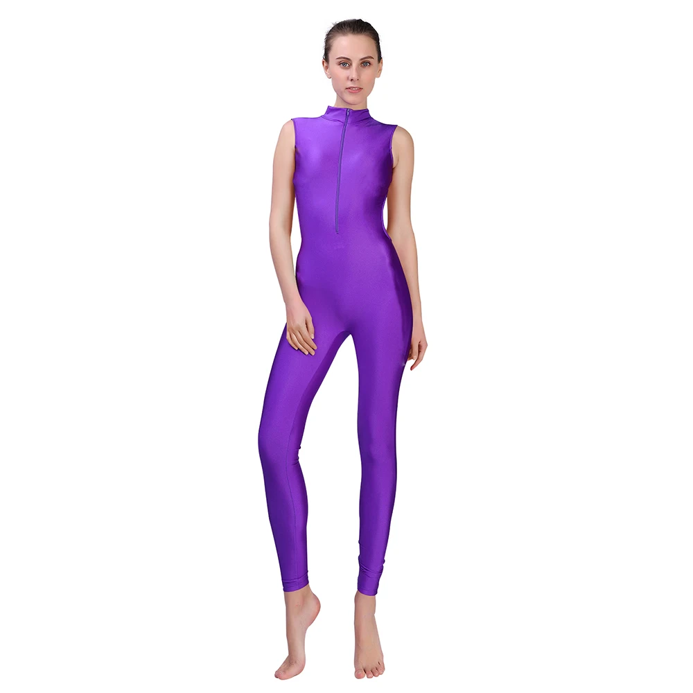 

AOYLISEY Adult Dance Sleeveless Unitard for Women Spandex Jumpsuits Suit One Piece Turtleneck gymnastic unitards Men Dance Wear