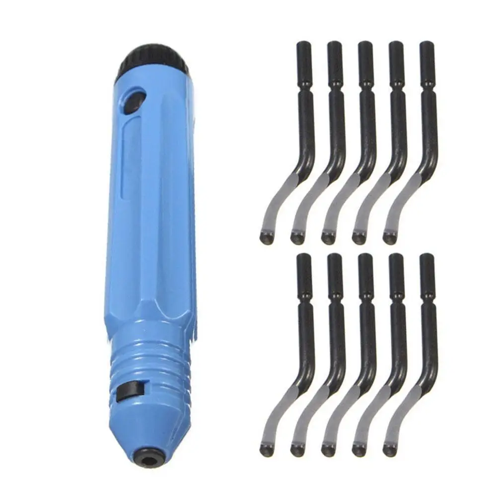 

Flexible Burr Handle Hand Deburring Cutting Tool with 10 Trimming Scraper Blades
