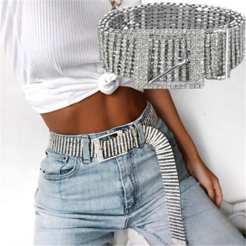 

Women Shiny Belt Waist Chain Crystal Diamond Waistband Full Rhinestone Luxury Fashion Accessory