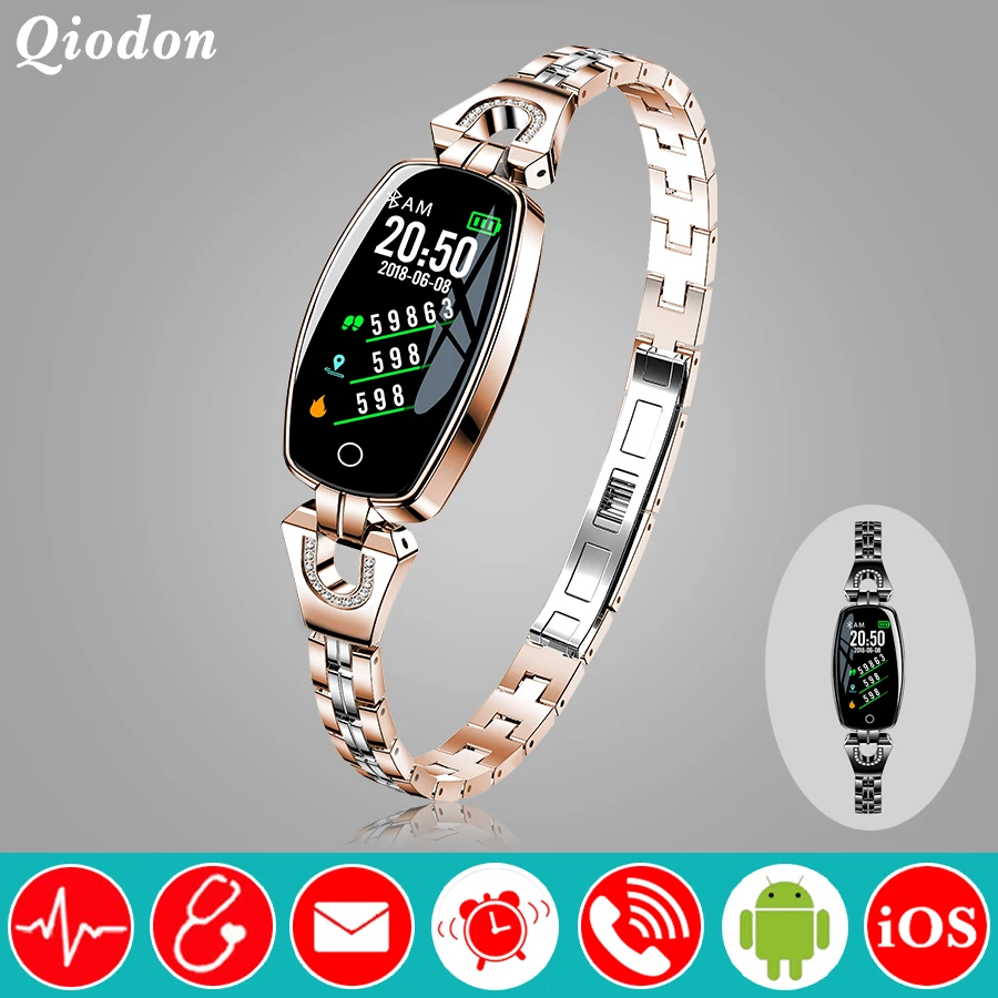 

Fashion Women Bluetooth Smart Fitness Bracelet Blood Pressure Heart Rate Monitor Waterproof Smart Wristband Smartband Pedometer