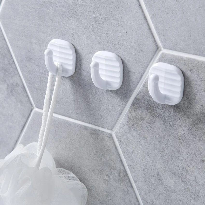 

5pcs/set Wall Hooks Strong gray Paste hook Hanger For Kitchen Bathroom key holder wall hook Storage Hangers