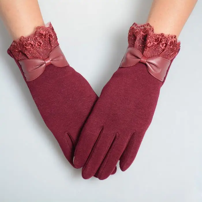 Новые модные женские зимние кружевные перчатки для стрельбы из лука наручные варежки теплые женские перчатки
