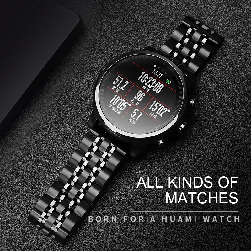

20mm 22mm Stainless Steel Strap Metal smart watch Replacement Strap For Amazfit watch 1 / 2 / 2s / Amazfit Bip Watchband