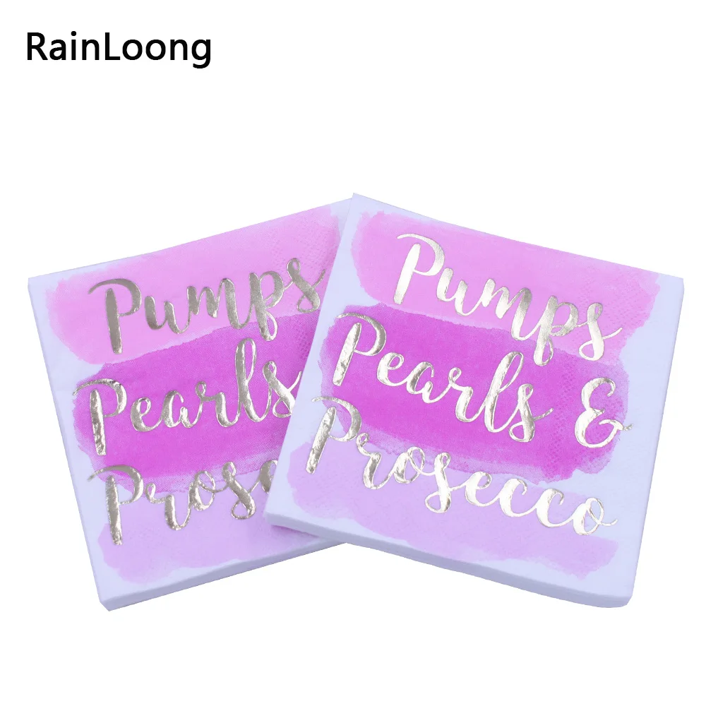 

[RainLoong] 3-Plys Foil Gold Beverage Paper Napkins Pumps For Party Decoration Supply Tissue Serviettes 25*25cm