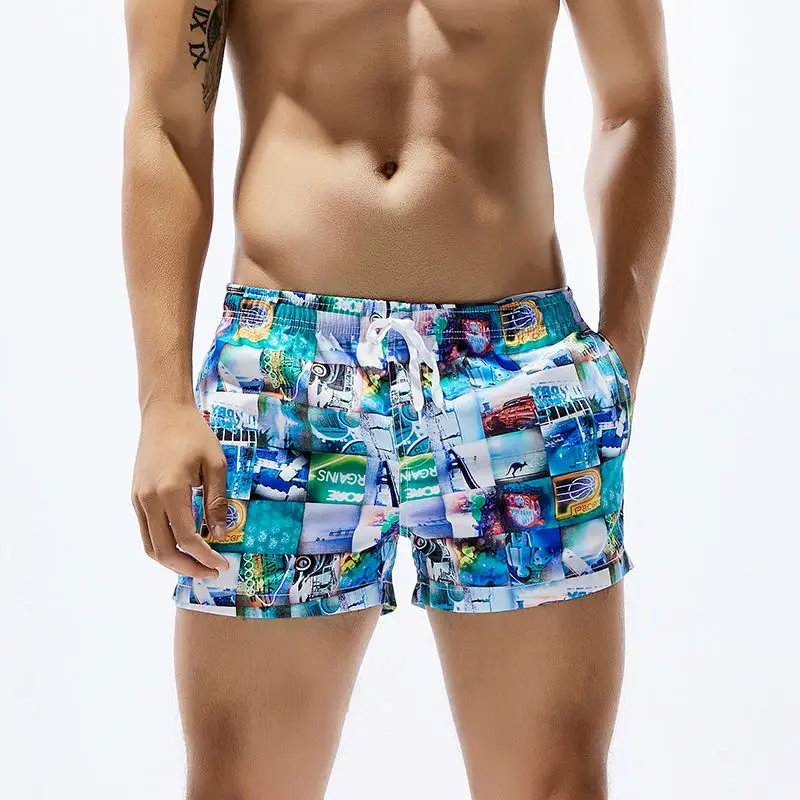 الرجال مجلس السراويل الرجال سروال سباحة قصير ملابس السباحة يترك المطبوعة سريعة الجافة تصفح السراويل غاي الوردي ملابس السباحة جزر المالديف ب...
