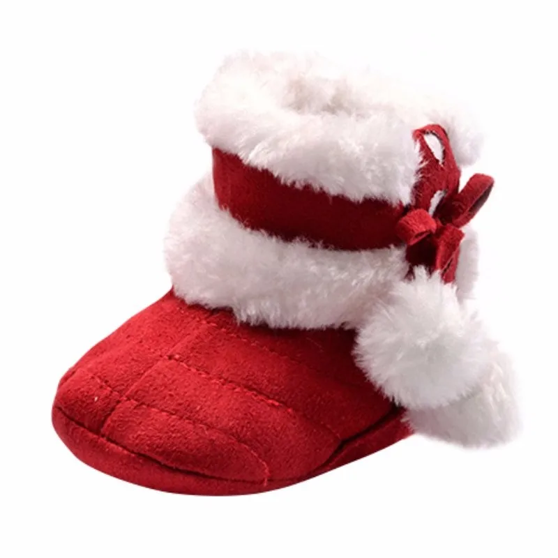 Зимние флисовые сапоги для новорожденных; милые шерстяные зимние ботинки для девочек; модные ботинки в стиле принцессы; 3 цвета