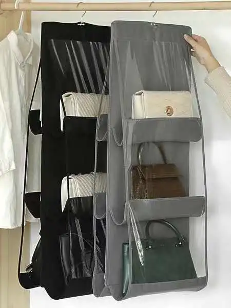 

6 Pocket Hanging Handbag Organizer for Wardrobe Closet Transparent Storage Bag Door Wall Clear Sundry Shoe Bag with Hanger Pouch