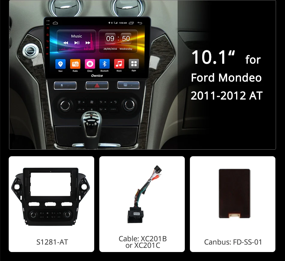 Sale Ownice K1 K2 Android 8.1 32G+2G Car DVD Player GPS Navigation Radio 2.5D IPS For Ford Mondeo 2011 - 2012 4G SIM DAB+ DVR 4
