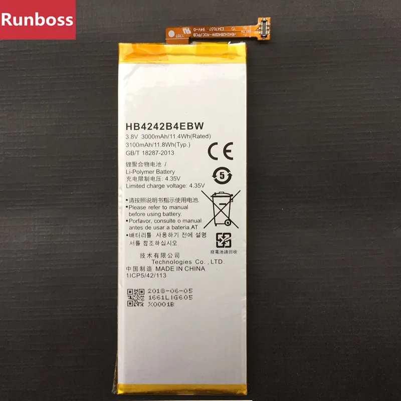 

New Original HB4242B4EBW Battery Fit For Huawei Honor 6 4X 7i H60-L02 H60-L04 Che2-L11 Batteries 3100mAh