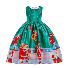 BAOHULU/новогодний праздничный костюм зеленое рождественское платье без рукавов для подростков Детские платья с Санта Клаусом для девочек, одежда для От 2 до 11 лет