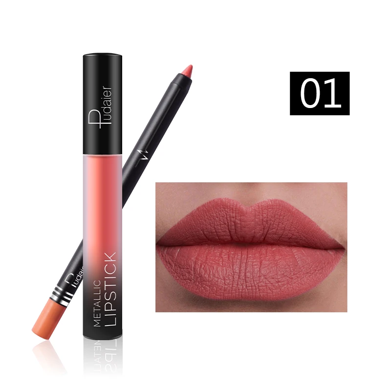 2 шт./лот водостойкий Матовый жидкий блеск для губ и подводка набор Imagic Red Nude