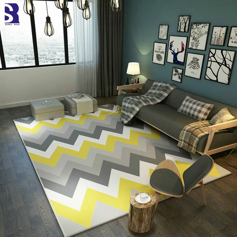 SunnyRain 1-piece Printed Geometric Morden Carpet Area Rug For Living Room Bedroom Rugs Slipping Resistance Kitchen Rug
