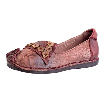 VALLU/ г., женская обувь на плоской подошве из натуральной кожи ручной работы женские лоферы, удобная мягкая обувь для вождения - Цвет: Красный