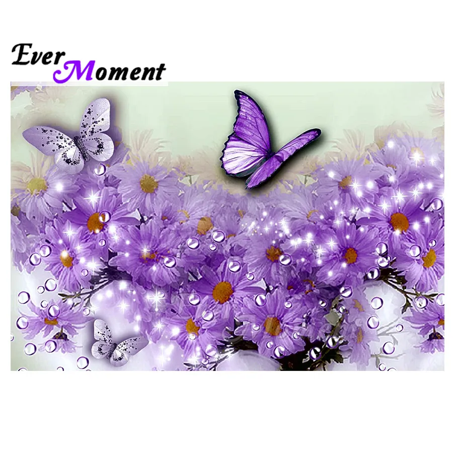 Картина из страз Ever Moment квадратная картина с фиолетовыми бабочками и цветами