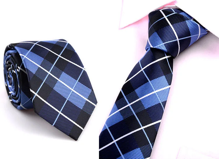 Полиэстер тонкий галстук для мужчин 6 см Для худой шеи галстуки синий черный сплошной горошек Полосатый Бизнес Узкая рубашка с галстуком аксессуары - Цвет: F07