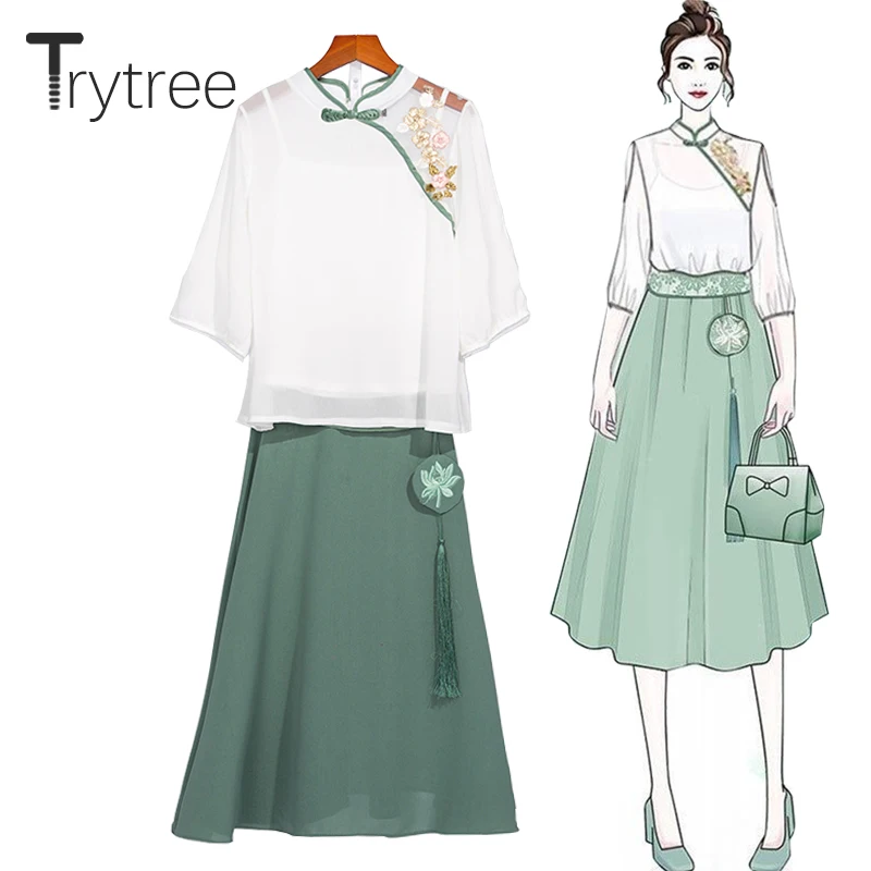 Trytree/летний женский комплект из трех предметов повседневные топы с цветочной