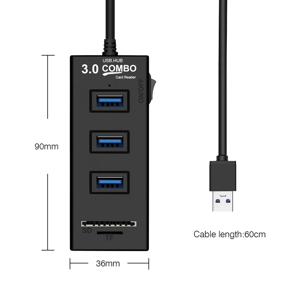 Usb-хаб кард-ридер высокоскоростной 3 порта USB 3,0 концентратор Мульти USB разветвитель вкл/выкл переключатель с SD/TF кард-ридер для MacBook ноутбука ПК