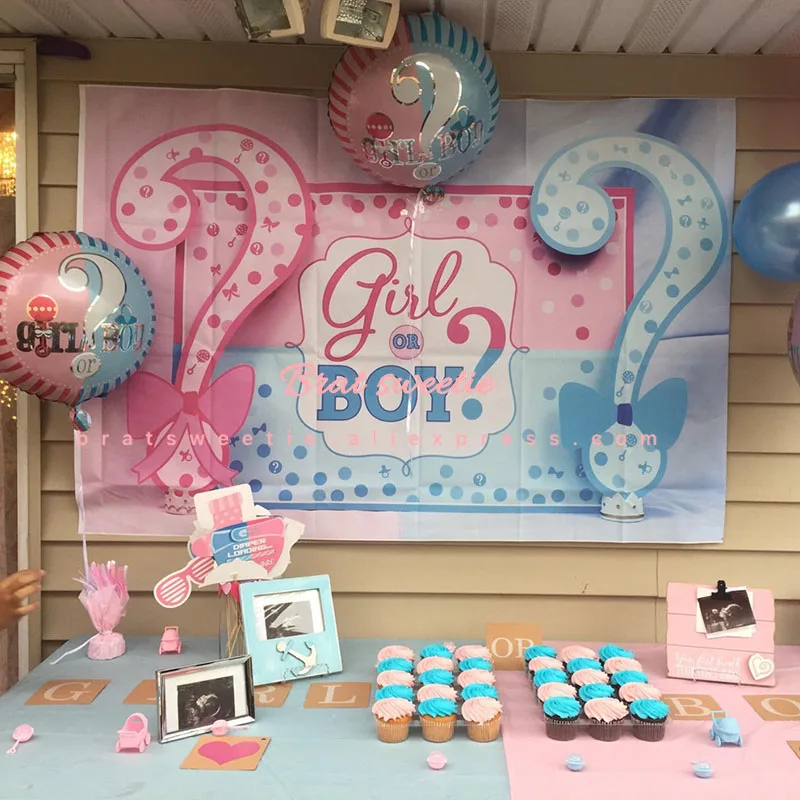 7x5ft Girl or Boy Gender Reveal Backdrop Photography Paty Background Gender Reveal Wall Decoration Photo Studio Booth Supplies