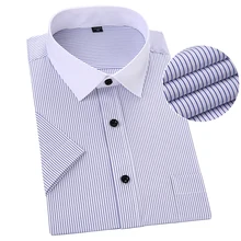Плюс Размеры короткий рукав Для мужчин рубашка в полоску голубой цвет Азиатский 5XL 6XL 7XL 8XL человек рубашки Повседневное Бизнес формальный мужской рубашки работы
