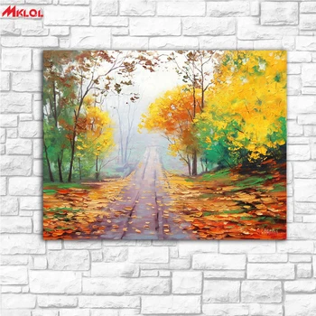 

Wall Art Path in forest Landscape painting Painting For Living Room Home Decoration Oil Painting On Canvas Wall Painting no fram