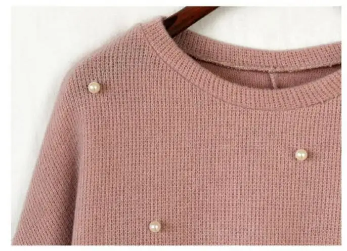 5XL осень зима женский свитер Мода бисер жемчуг трикотаж повседневные элегантные пуловеры туники pull hiver femme