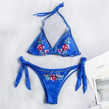 

Women's split sexy one-piece swimsuit off shoulder backless Push up Padded Bra halter bearwear Swimwear Set 40mr27