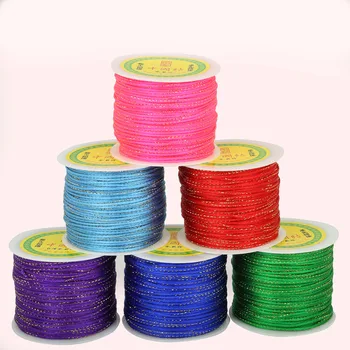 

New Style Red Line dyed gold 2mm 14colors 100yard/roll for DIY,Beading Rope Chinese Knot Cord Necklace/ Bracelet