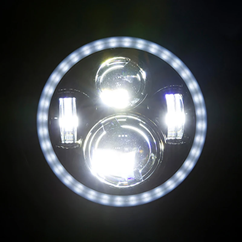 Серебряная Светодиодная лампа для Harley, 7 дюймов, круглый светодиодный головной светильник DRL, сигнальная лампа для Harley Sporster, мотоциклетный головной светильник, лампа