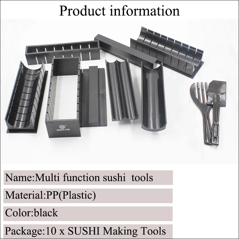 DUOLVQI 10 шт./компл. суши, комплект,, сделай сам, легкая, устройство для изготовления суши, набор, рисовый ролик пресс-формы, резец, Кухня Пособия по кулинарии инструменты