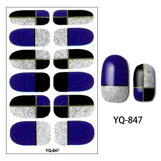 Блестящие наклейки для ногтей YQ с серебряным блеском, 28 дизайнов, 1 шт., полное покрытие, украшение для дизайна ногтей для женщин, инструмент для маникюра, наклейка для красоты - Цвет: YQ-847