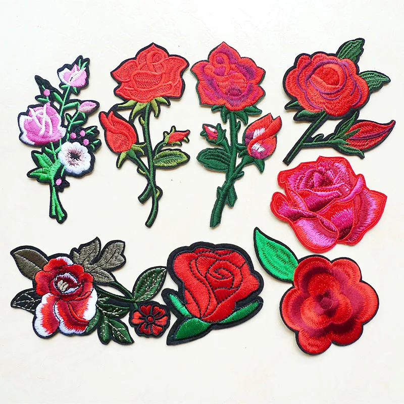 

1Pcs Rose Flower Hot Melt Embroidery Iron on Patches for Clothing DIY Jeans Bag Sticker Applique Badges Sewing Dress Accessories
