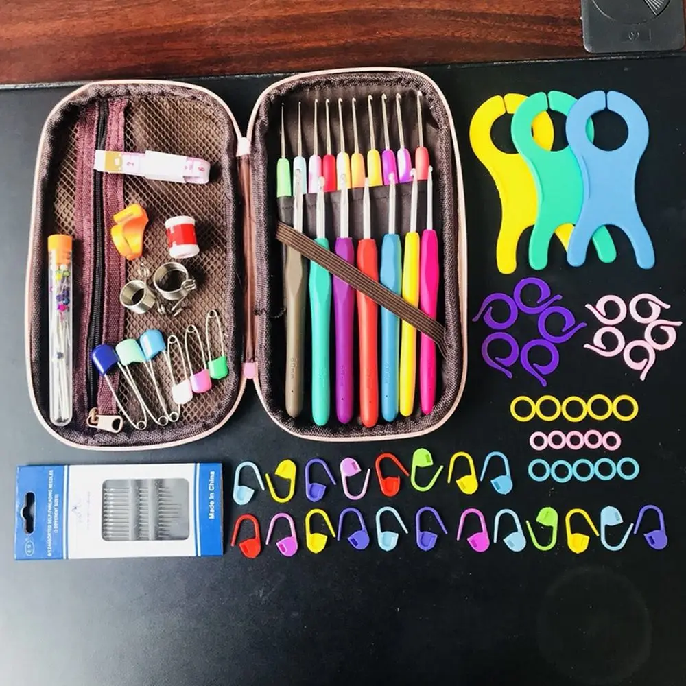 

Crochet Hook Set 17pcs Soft Handle 2.0-10.0mm Crochet Needles Yarn Weave Knitting Needle Sewing Accessories With Cute Bag