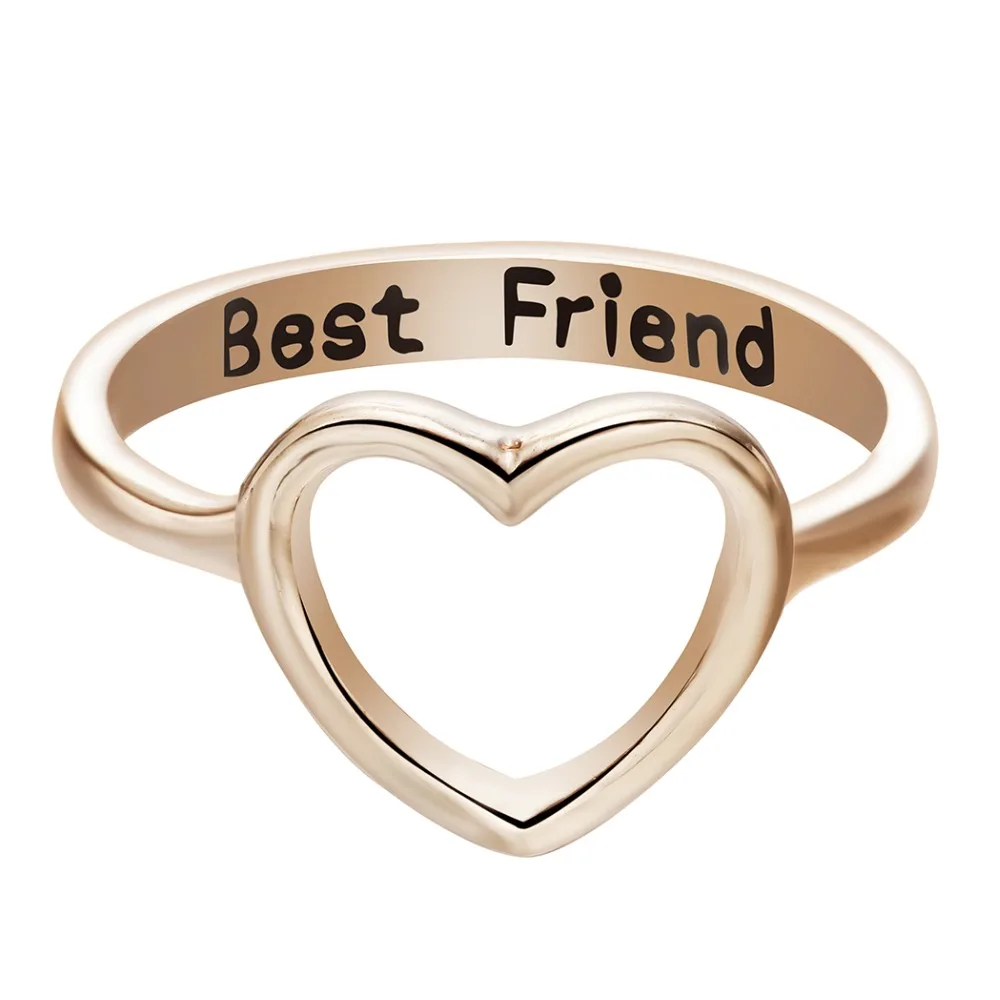 

QIAMNI 10pcs/lot Love Sister Rings Cutout Heart Ring Best Friend Gifts Cute Lovely Promise Rings For girls Wholesale Jewelry