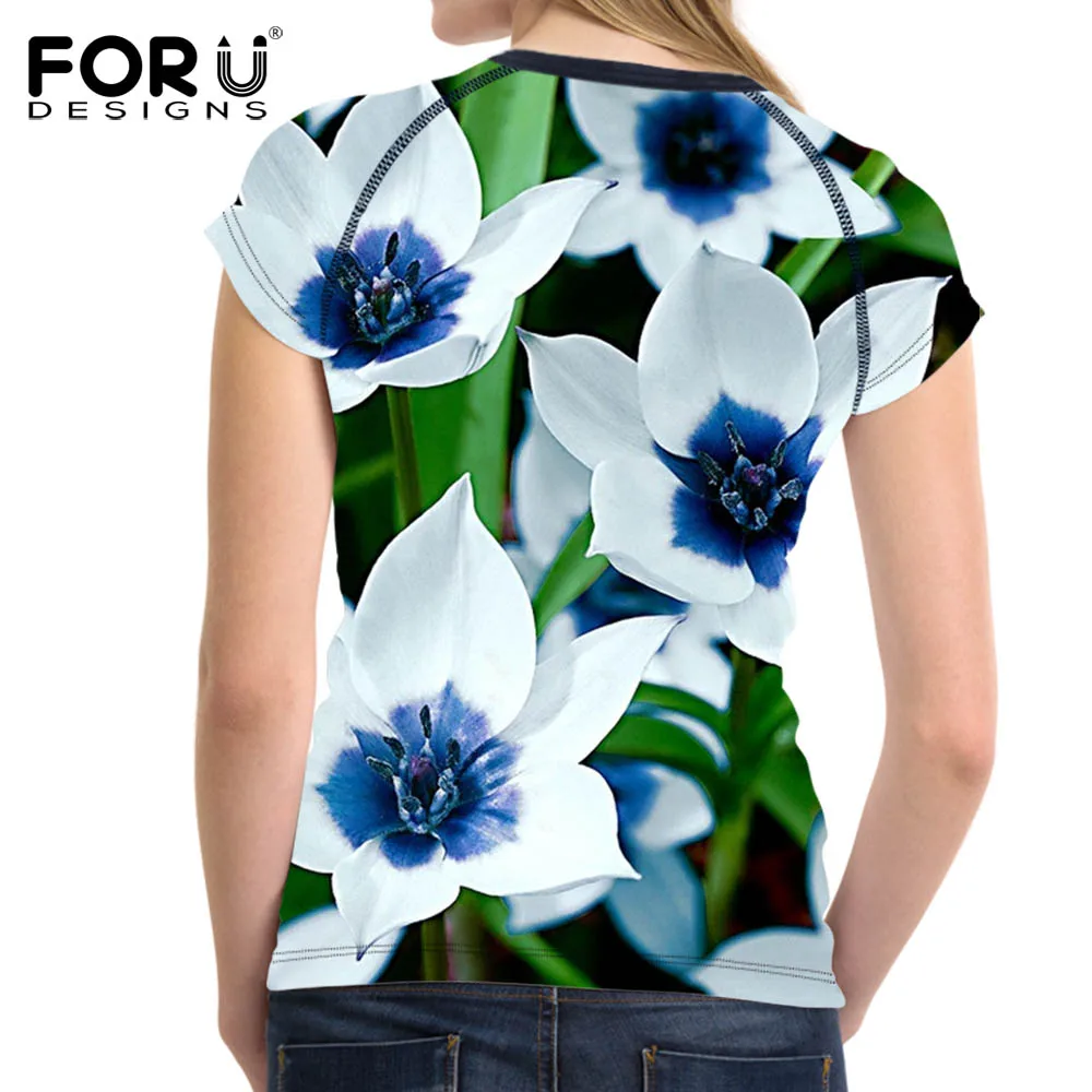 Forudesigns Для женщин Спортивная футболка быстросохнущая Фитнес Костюмы 3D с цветочным принтом спортивный зал Бег Sportwear Футболки feminina