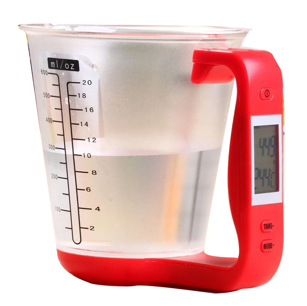 Мерная чашка Кухонные весы Цифровой шейкер весы электронный инструмент весы с температура дисплея LCD измерительные чашечки - Цвет: Red