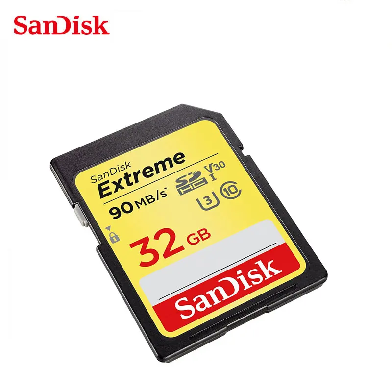 Sandisk SD карта 32 gb Extreme V30 Class 10 U3 Карта памяти SDHC карты Скорость до 90 МБ/с. SD 32 ГБ для цифровой зеркальной камеры 4K FullHD Профессиональный Камера