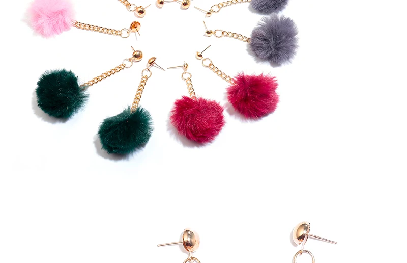 AYAYOO Korean Drop Earrings For Women Long Red 2018 Statement Handmade Pom Pom Earring Hanging Chain Earings Fashion Jewelry (4)
