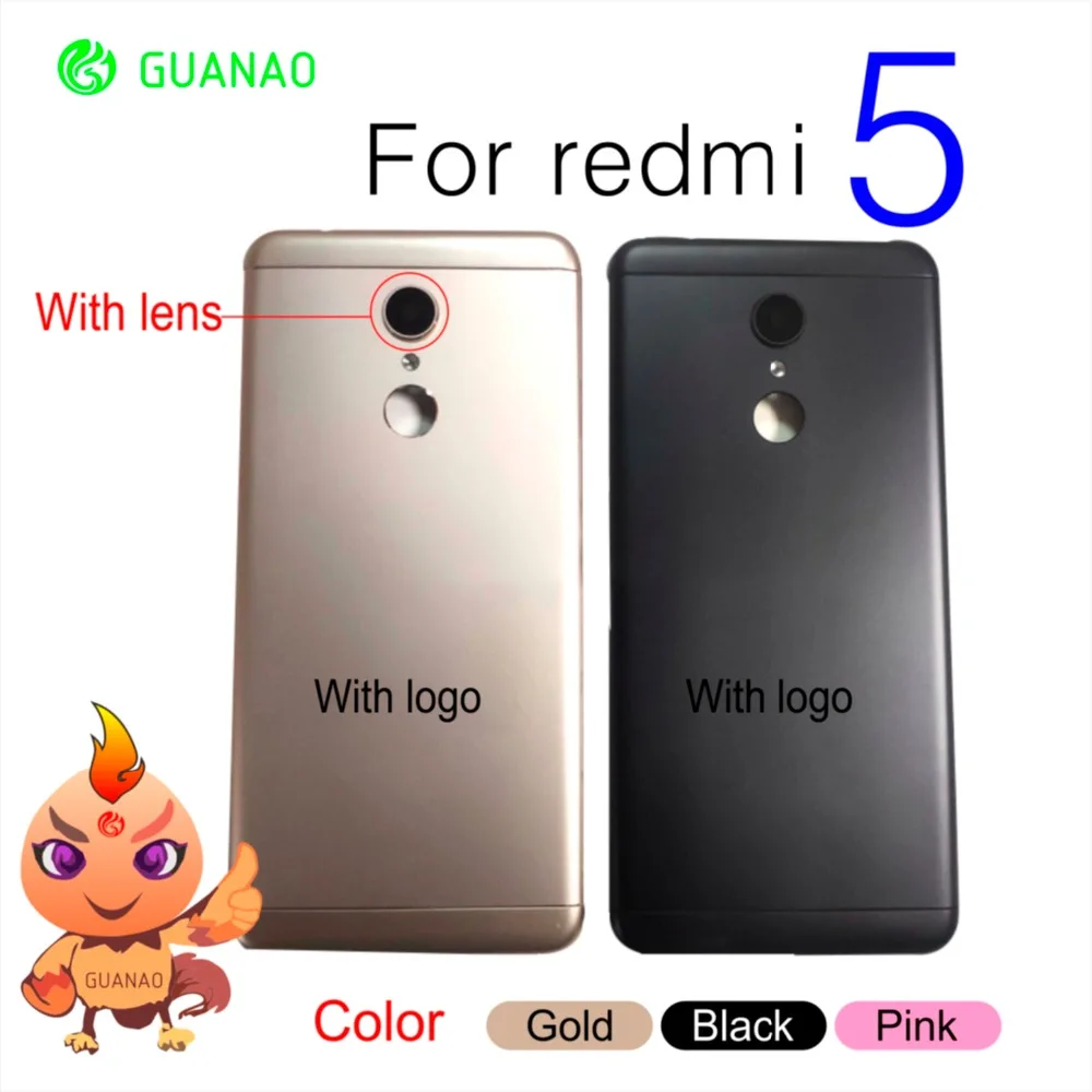 

For Redmi 5 back housing Xiaomi Redmi 5 Back Housing Cover Side Volume Button+ Camera Lens Replacement For Redmi 5 Battery Cover