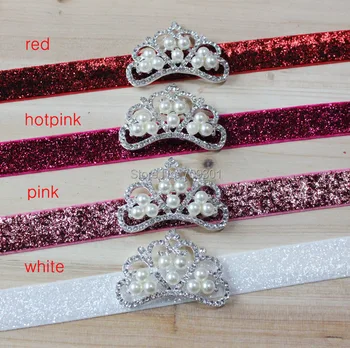 

Boutique Hair Jewelry Elastic Glitter Head Band With Shinny Rhinestones Crown girl Luxury Headware 24pcs/lot