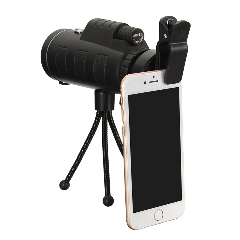 imágenes para 40X60 HD Portable Monocular Telescopio Teleobjetivo Lente Prisma Óptico Del Teléfono Móvil Lente de La Cámara + Trípode Universal para Teléfonos Inteligentes imágenes para 40X60 HD Portable Monocular Telescopio Teleobjetivo Lente Prisma Óptico Del Teléfono Móvil Lente de La Cámara + Trípode Universal para Teléfonos Inteligentes