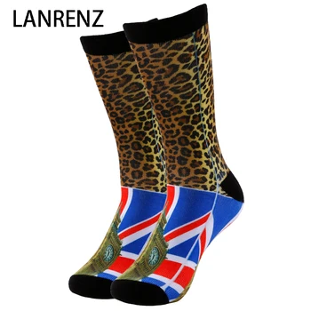 

2020 street leopard flag printing Men and women fashion Funny socks 3d printed socks 200 knitting oil painting compression socks