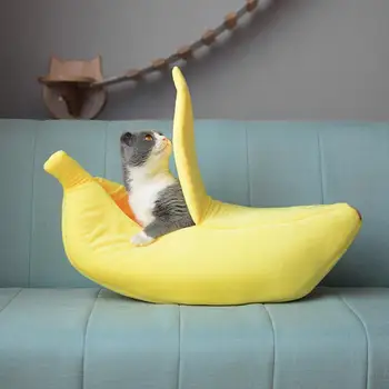 

Cat Beds Banana Peel Cat House, Cute Looking Banana Cat Bed & Kittens, Soft Internal Padding, 3 Colors Available