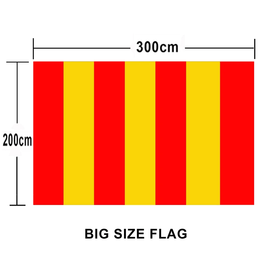

digital print 100% Polyester big size 200x300cm (6.5ft by 9.8ft) red and yellow vertical stripes flag