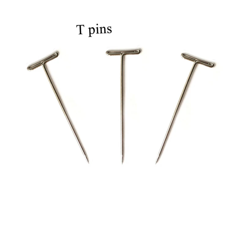 

12pcs 14mm width 51mm lengthT pins for wig , toupees,hair weaving making fixed on canvas block head T shape needles tools