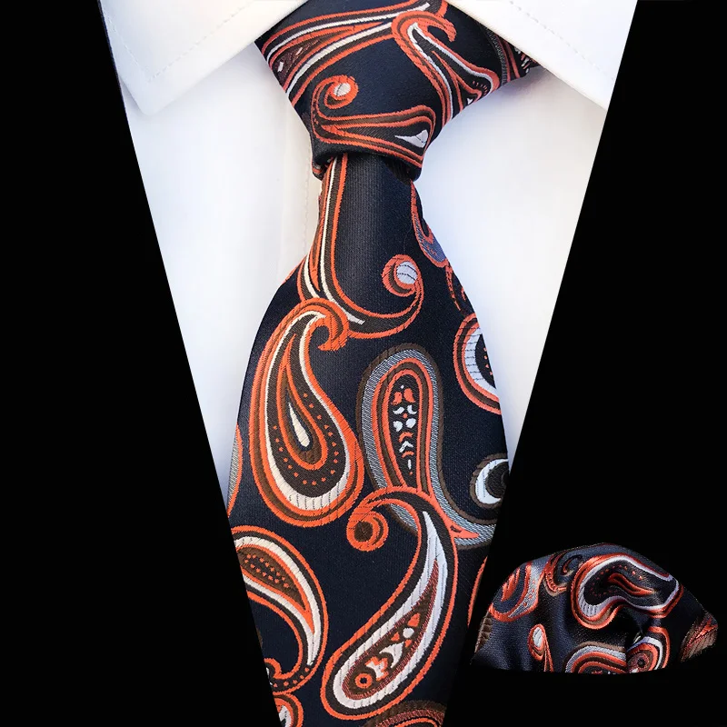 8cm Neck Ties for Mens Cashew Pattern Necktie Handkerchief Set Shirt Wedding Floral Gravatas Slim Hanky | Аксессуары для одежды